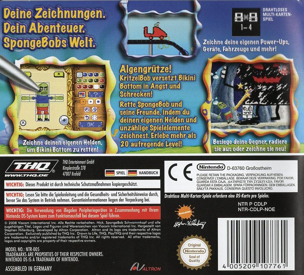 Drawn to Life: SpongeBob Schwammkopf und der Magische Stift - Nintendo DS Rückseite