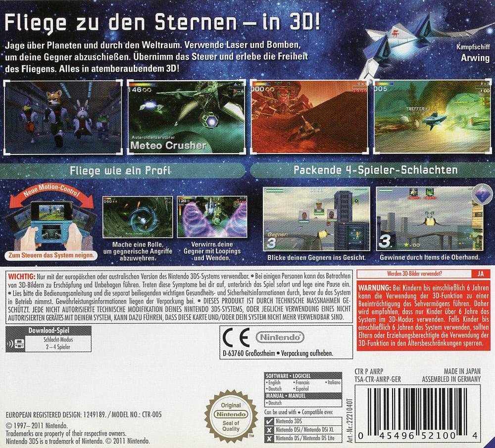 Star Fox 64 3D - Nintendo 3DS Rückseite