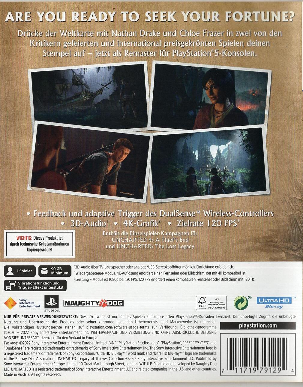 Uncharted: Legacy of Thieves Collection - PlayStation 5 Rückseite