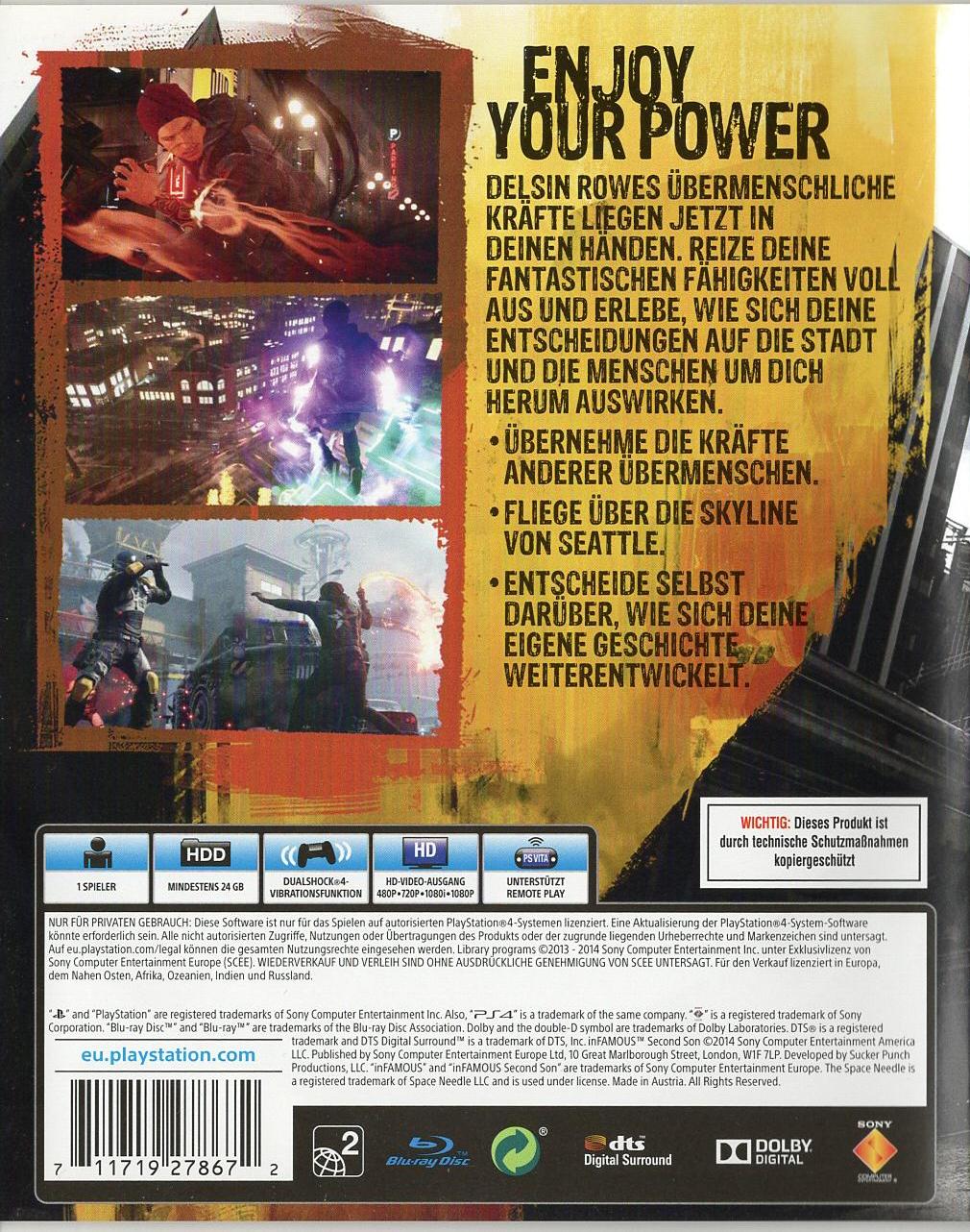 inFAMOUS Second Son - PlayStation 4 Rückseite