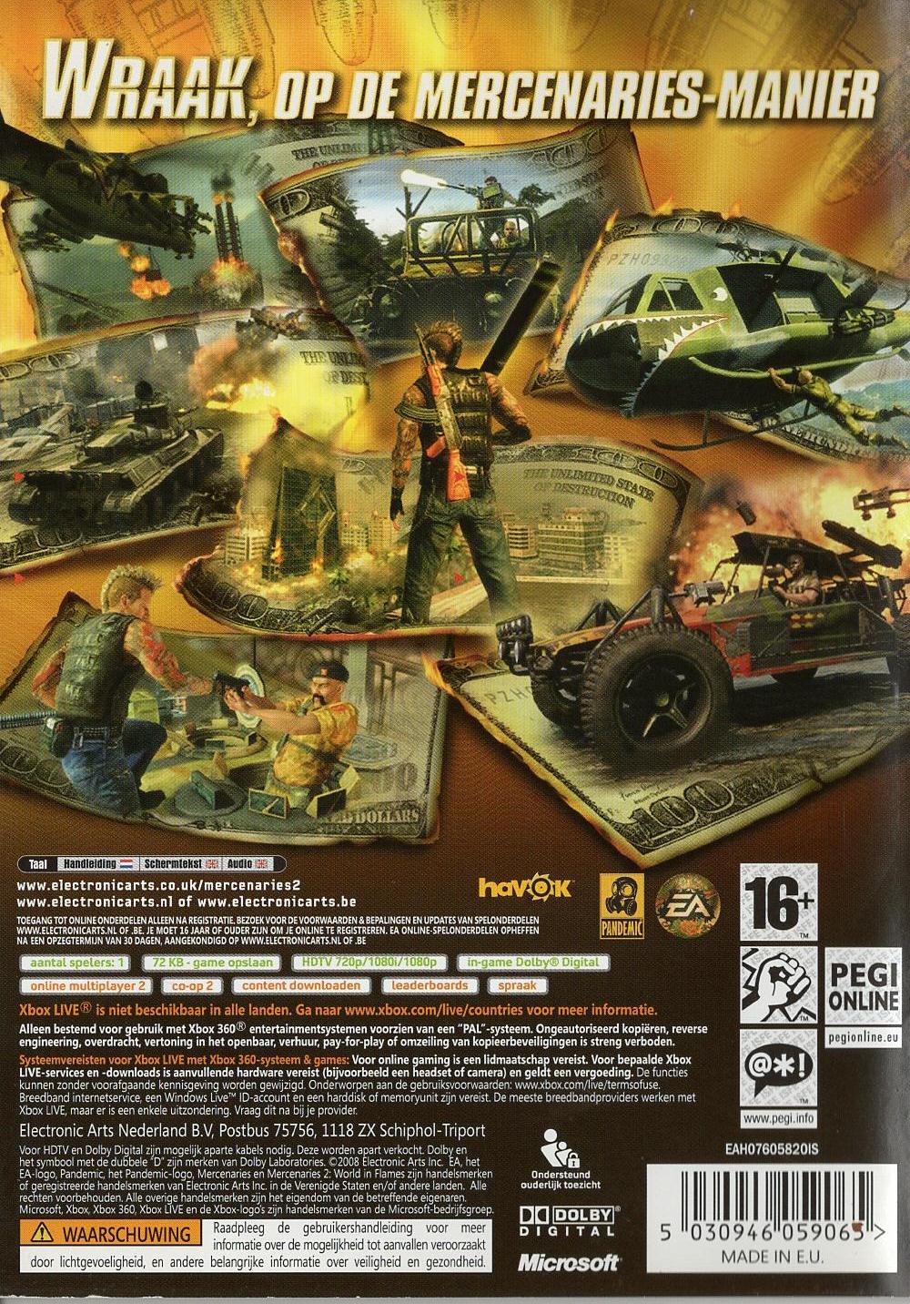 Mercenaries 2: World in Flames - Xbox 360 Rückseite