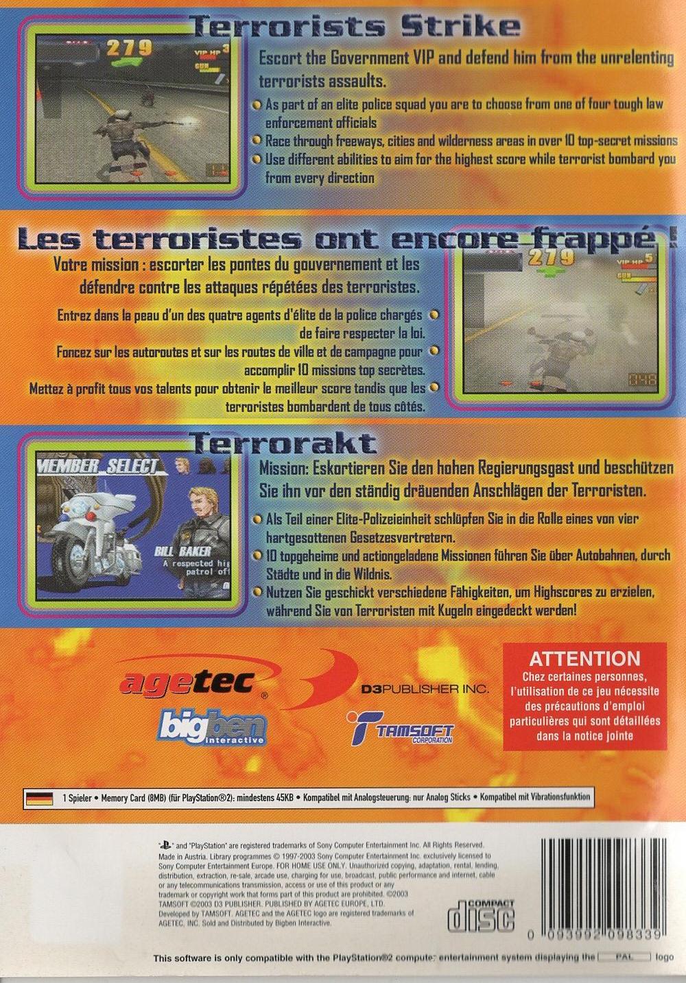Police Chase Down - PlayStation 2 Rückseite