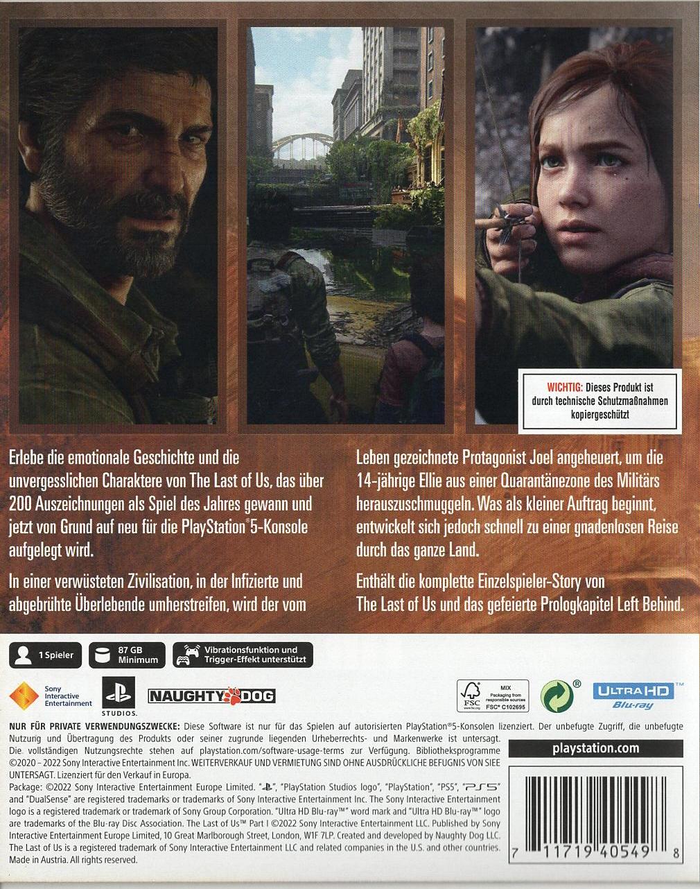 The Last of Us Part I - PlayStation 5 Rückseite