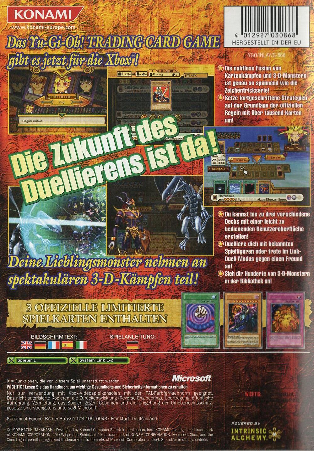 Yu-Gi-Oh! Die Wiege des Schicksals - Xbox Rückseite