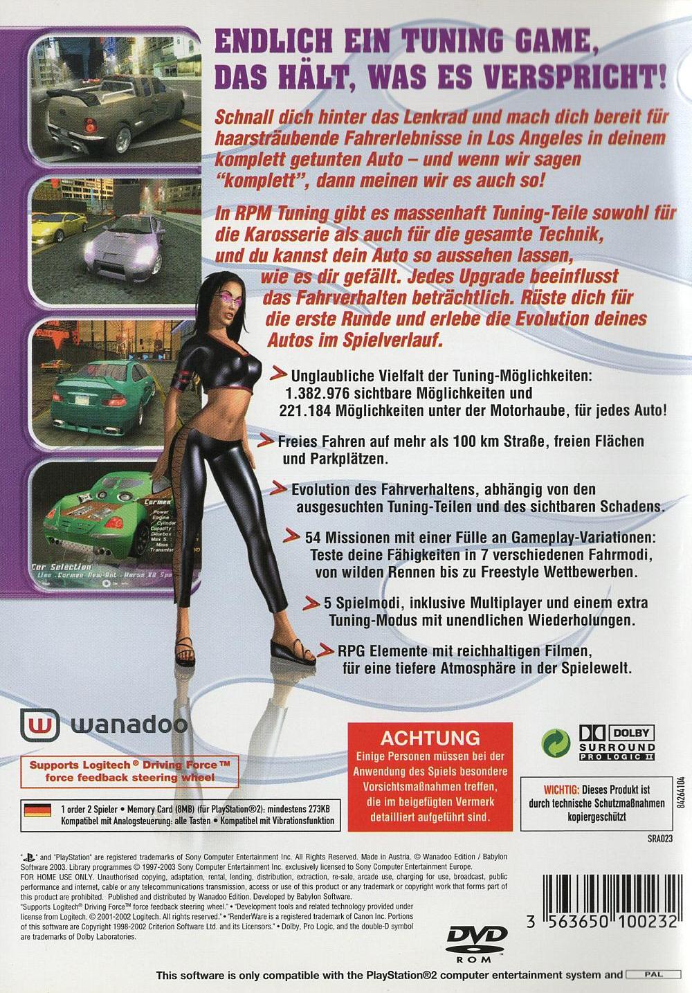 RPM Tuning - PlayStation 2 Rückseite
