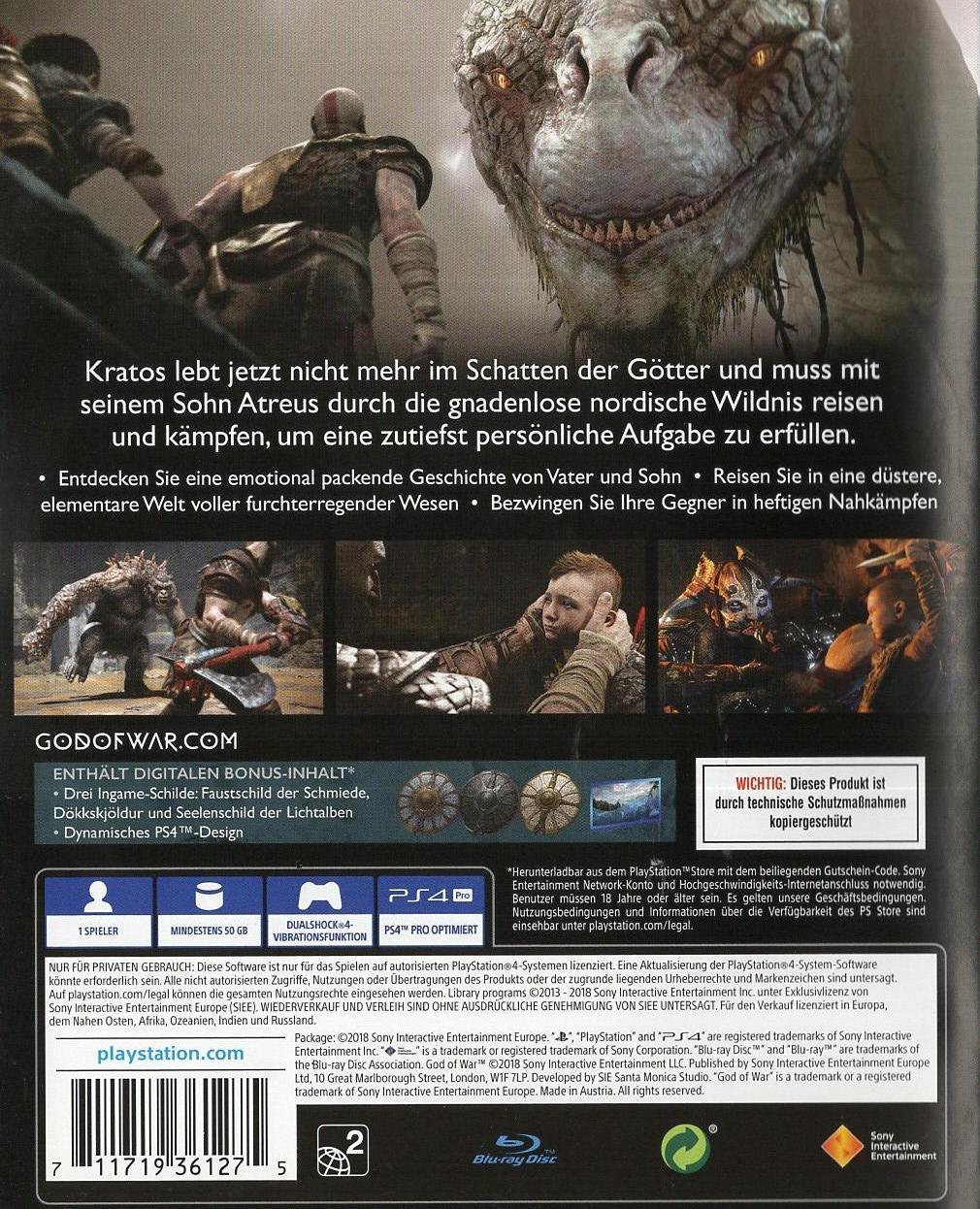 God of War - PlayStation 4 Rückseite