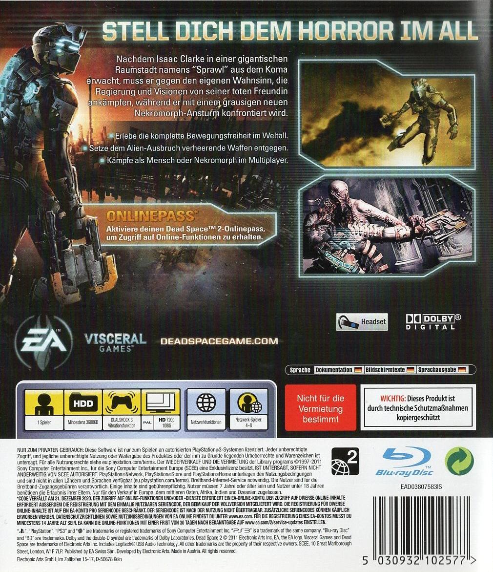 Dead Space 2 - PlayStation 3 Rückseite