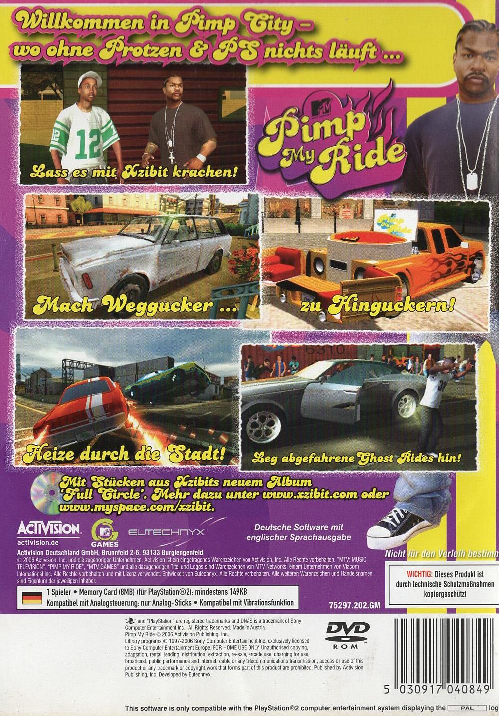 Pimp My Ride - PlayStation 2 Rückseite