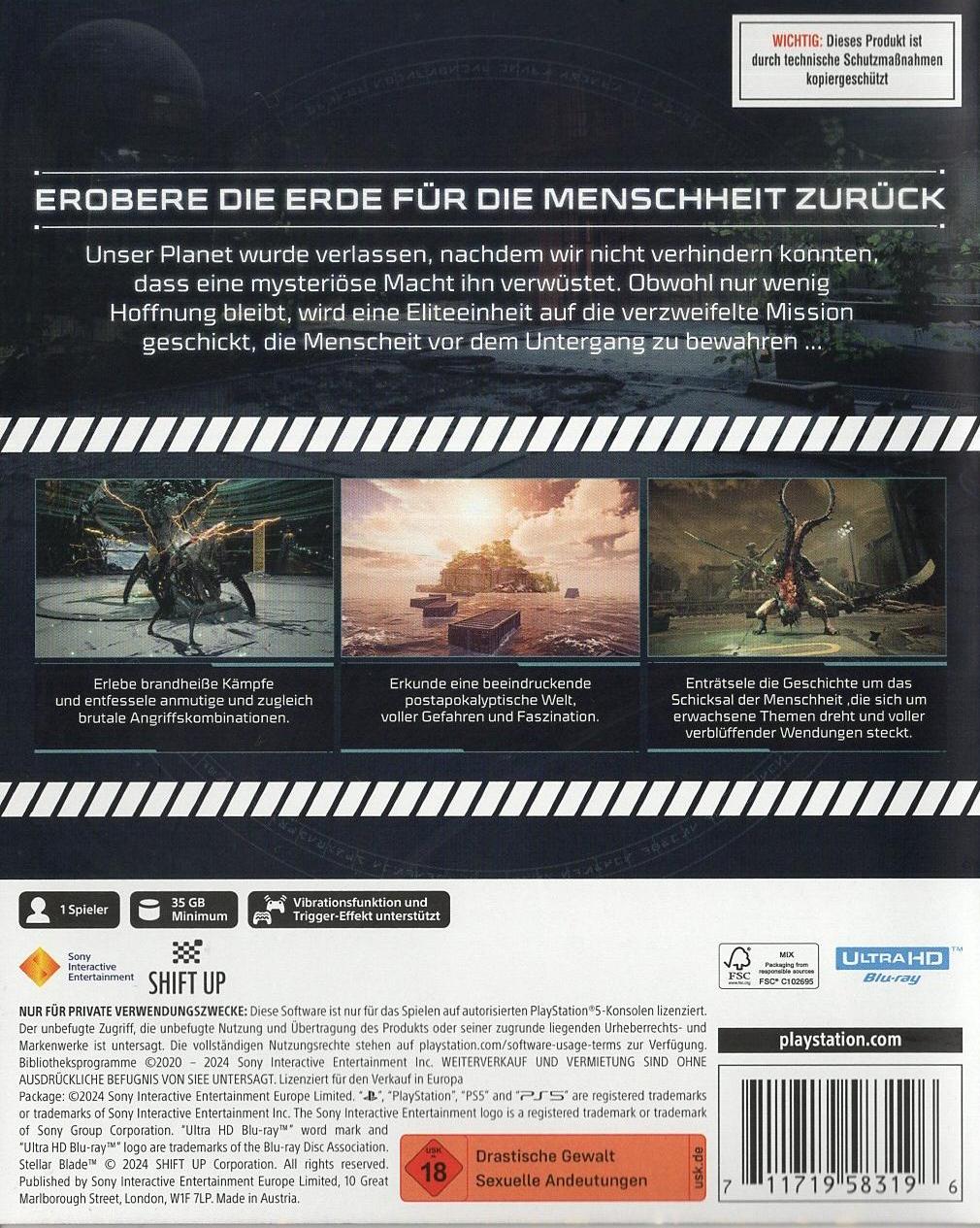 Stellar Blade - PlayStation 5 Rückseite