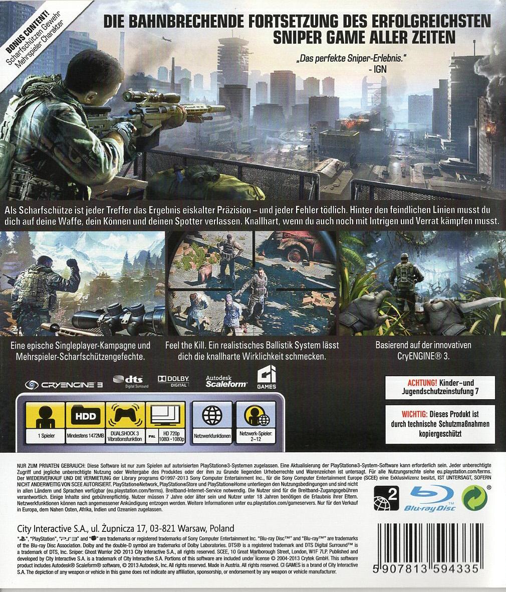 Sniper Ghost Warrior 2 - PlayStation 3 Rückseite