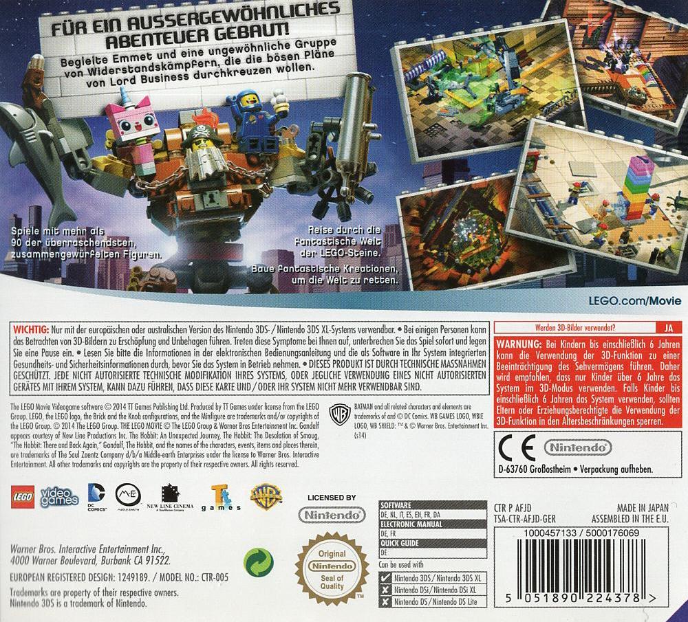 The LEGO Movie Videogame - Nintendo 3DS Rückseite