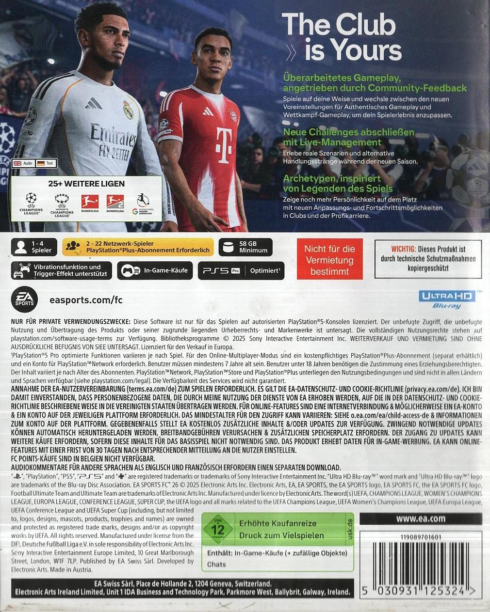 EA Sports FC 26 - PlayStation 5 Rückseite