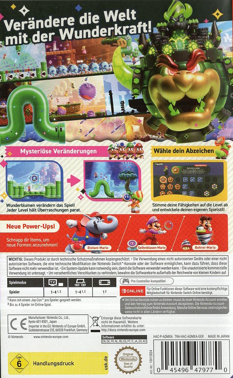Super Mario Bros. Wonder - Nintendo Switch Rückseite