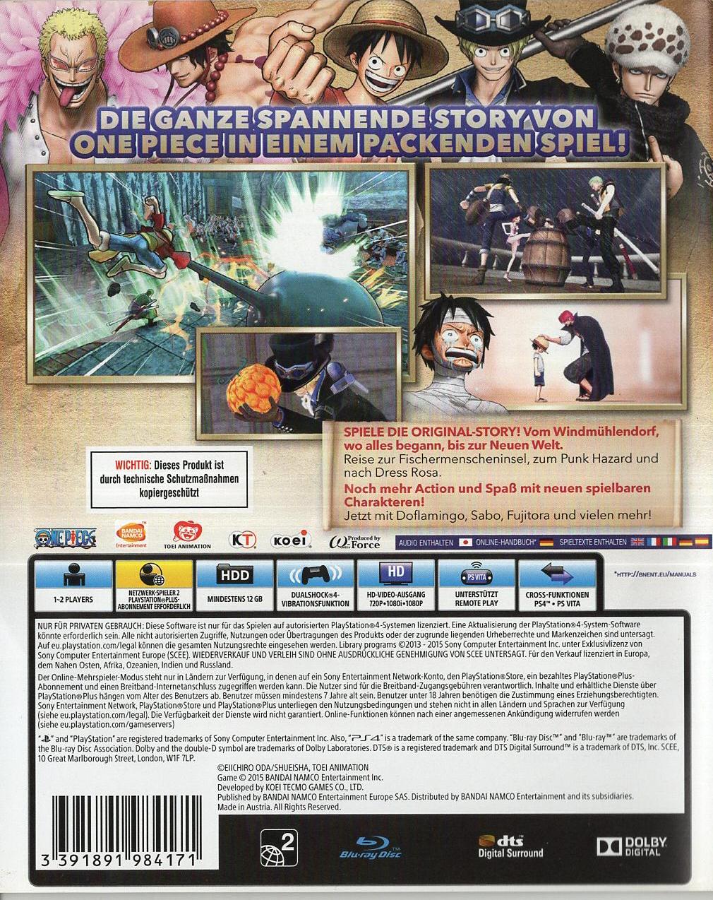 One Piece: Pirate Warriors 3 - PlayStation 4 Rückseite