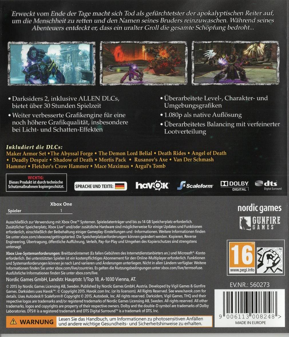 Darksiders II Deathinitive Edition - Xbox One Rückseite