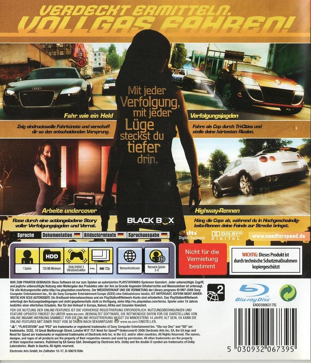 Need for Speed: Undercover - PlayStation 3 Rückseite