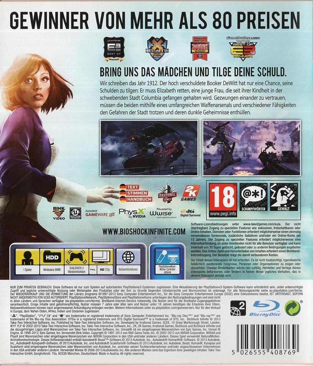 BioShock Infinite - PlayStation 3 Rückseite