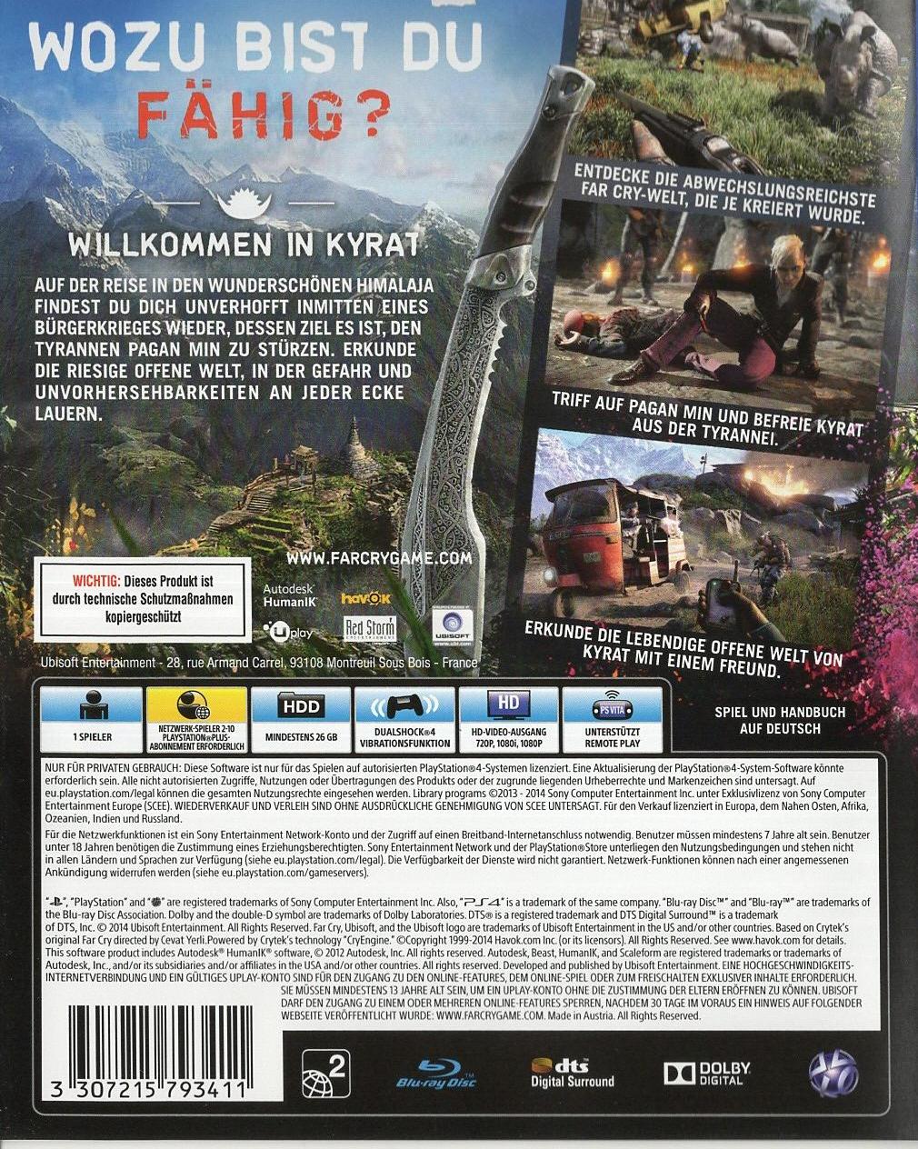 Far Cry 4 - PlayStation 4 Rückseite