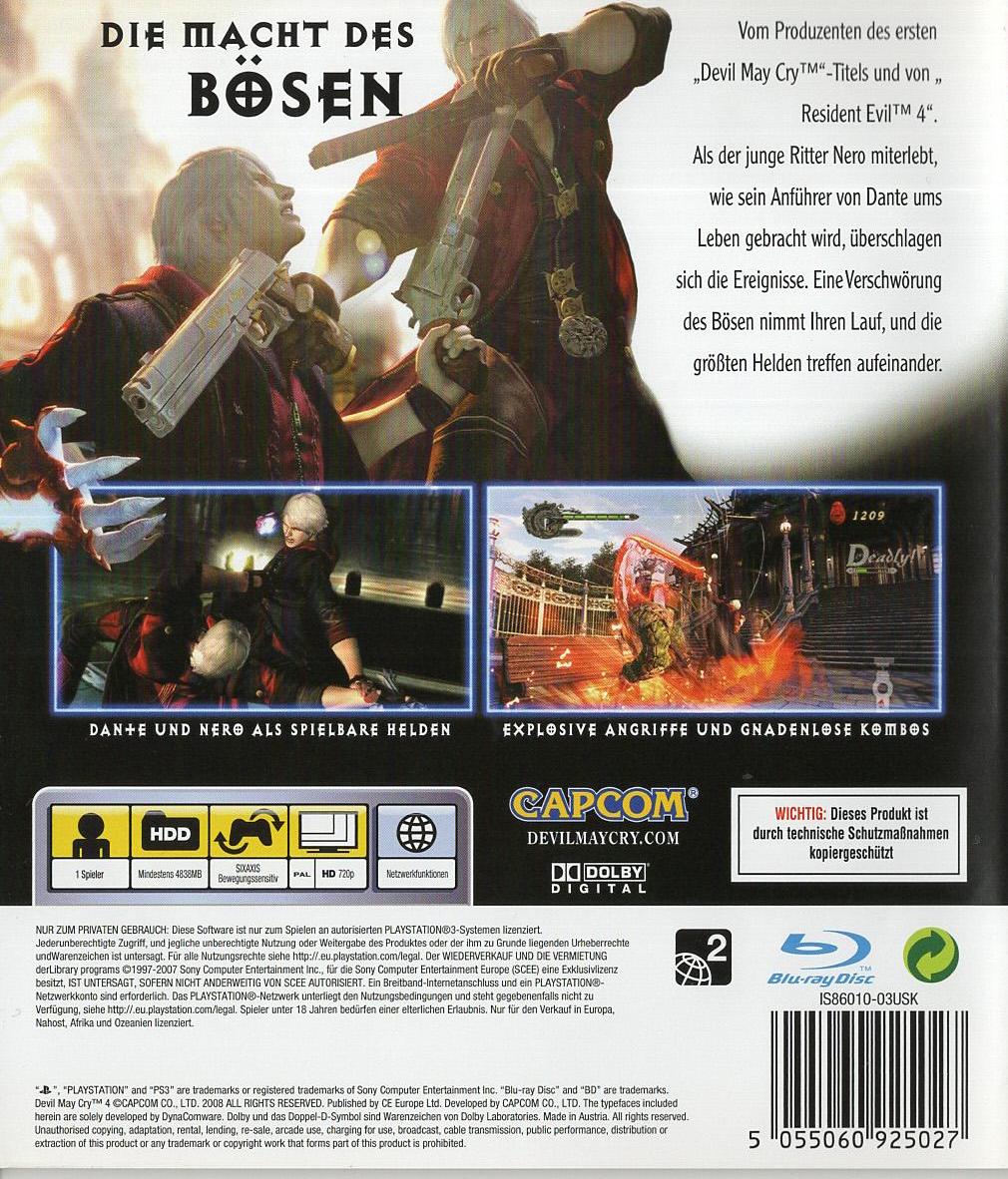 Devil May Cry 4 - PlayStation 3 Rückseite