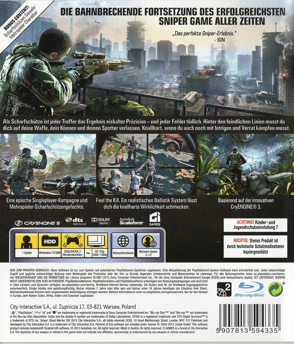 Sniper: Ghost Warrior 2 - PlayStation 3 Rückseite