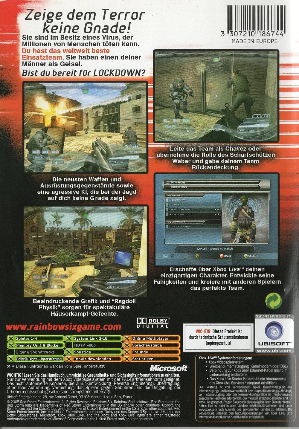 Tom Clancy's Rainbow Six: Lockdown - Xbox Rückseite