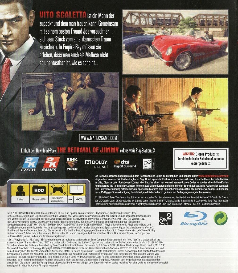 Mafia II - PlayStation 3 Rückseite