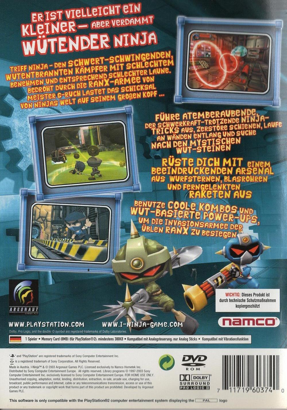 I-Ninja - PlayStation 2 Rückseite
