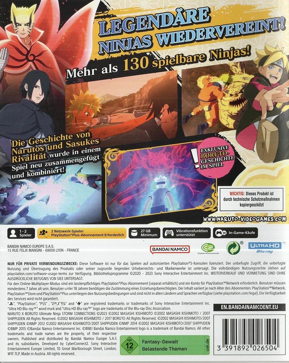 Naruto x Boruto Ultimate Ninja Storm Connections - PlayStation 5 Rückseite