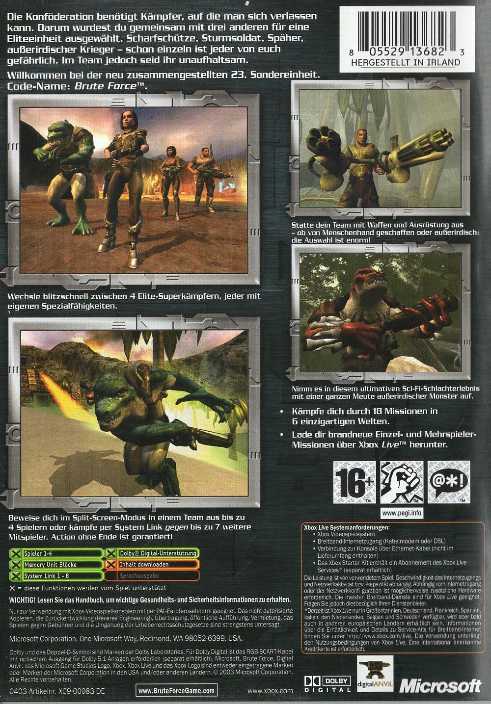 Brute Force - Xbox Rückseite