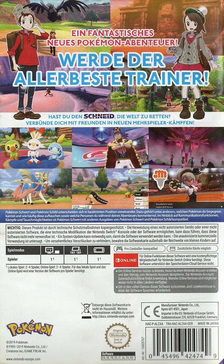Pokémon Schwert - Nintendo Switch Rückseite