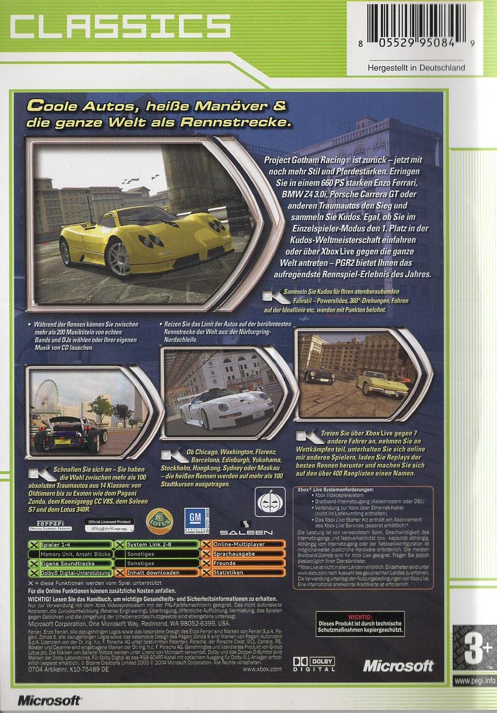 Project Gotham Racing 2 - Xbox Rückseite
