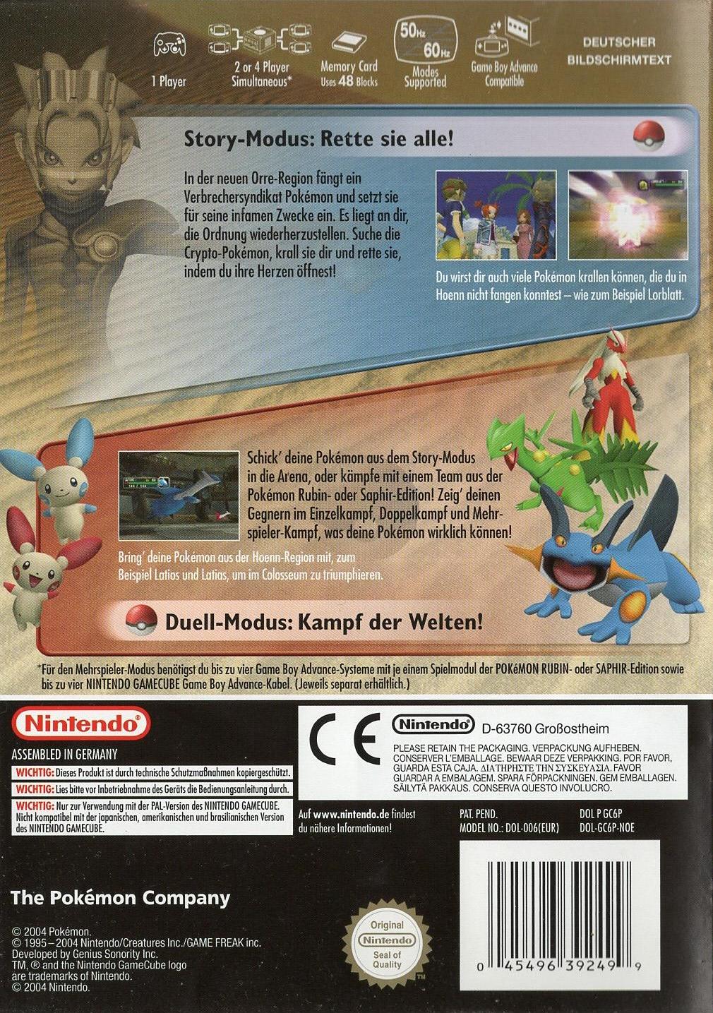 Pokémon Colosseum - Nintendo GameCube Rückseite