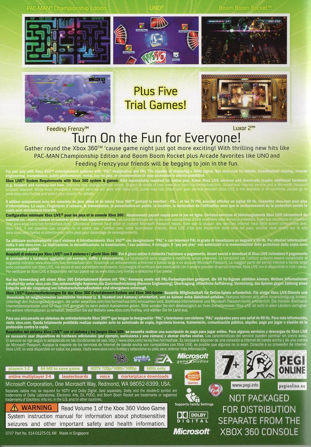 Xbox Live Arcade Compilation Disc - Xbox 360 Rückseite