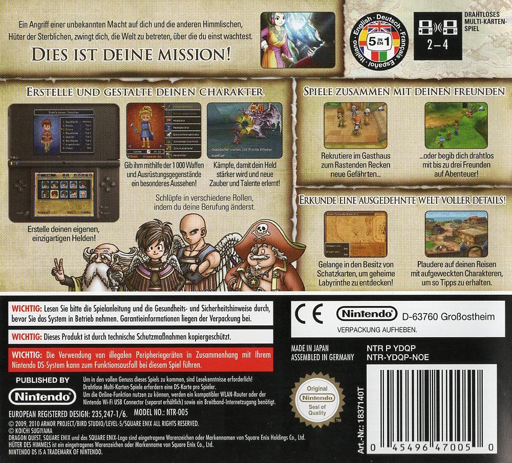 DRAGON QUEST IX: Hüter des Himmels - Nintendo DS Rückseite