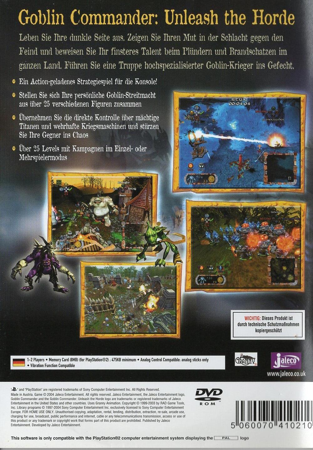 Goblin Commander: Unleash the Horde - PlayStation 2 Rückseite