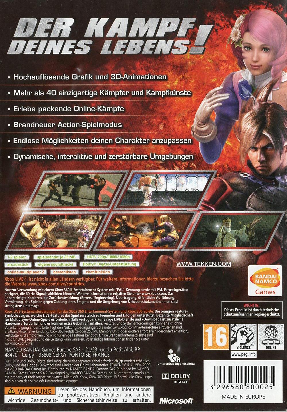 Tekken 6 - Xbox 360 Rückseite