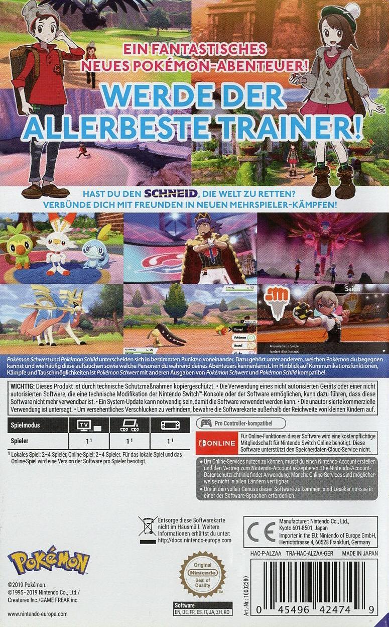 Pokémon Schwert - Nintendo Switch Rückseite