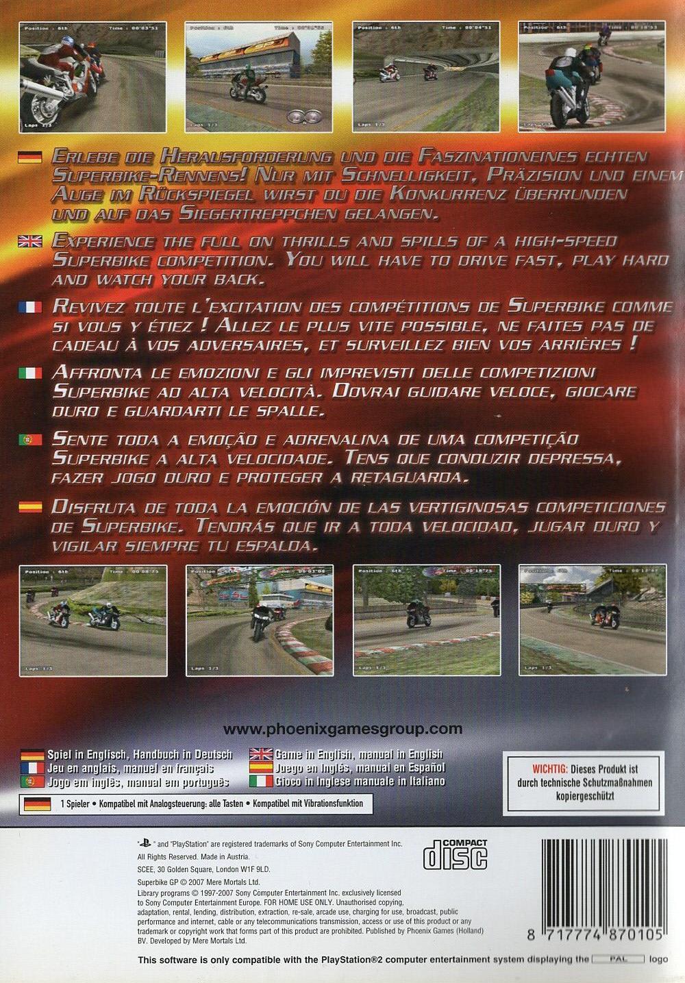 Superbike GP - PlayStation 2 Rückseite