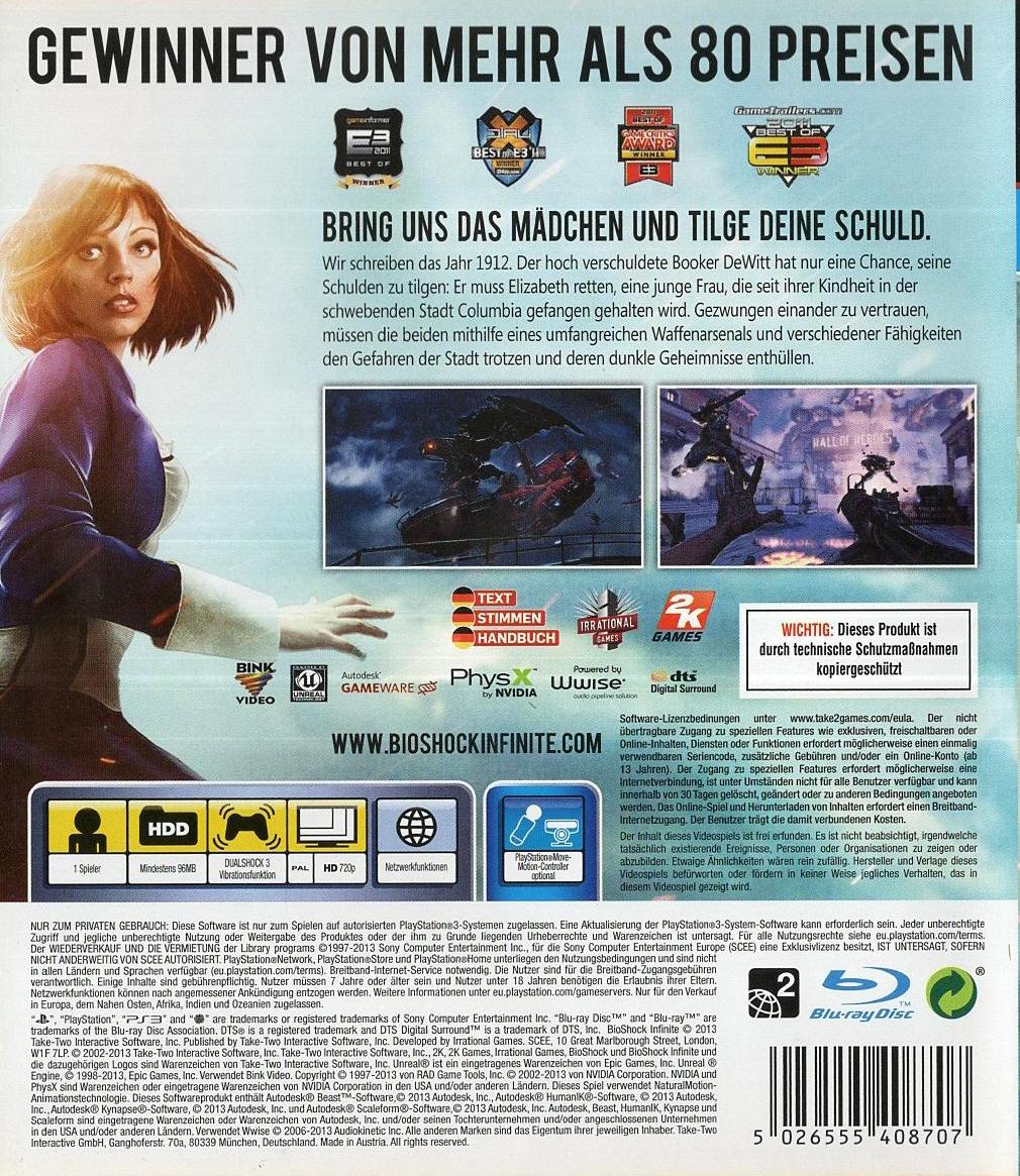 Bioshock Infinite - PlayStation 3 Rückseite