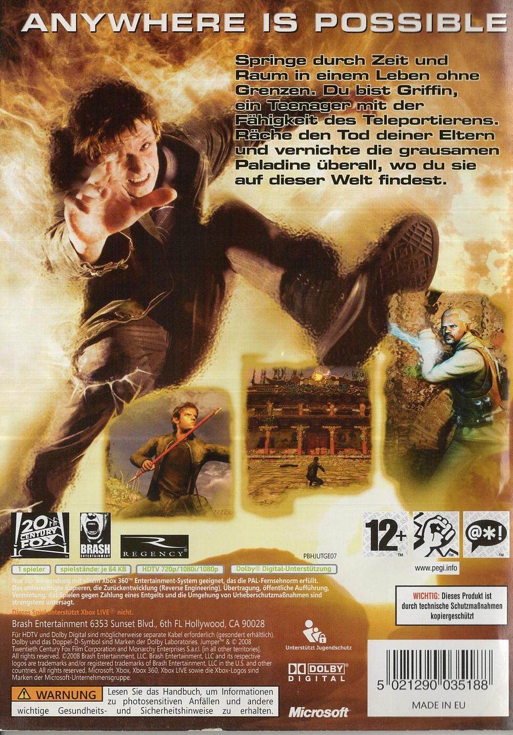 Jumper: Griffin's Story - Xbox 360 Rückseite