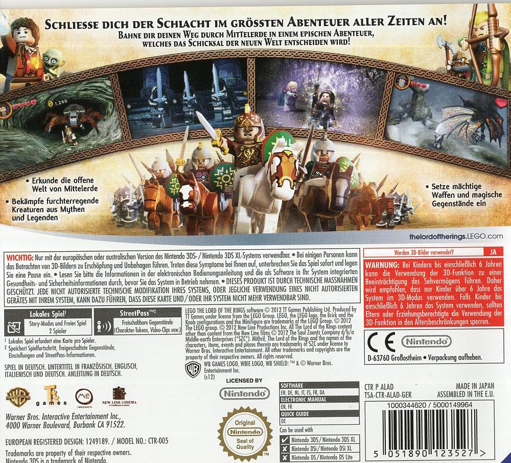 LEGO Der Herr der Ringe - Nintendo 3DS Rückseite