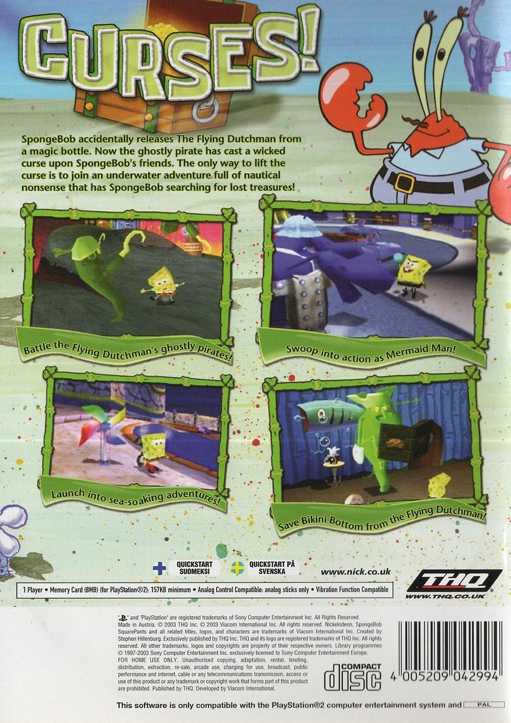 SpongeBob SquarePants: Revenge of the Flying Dutchman - PS2 Rückseite