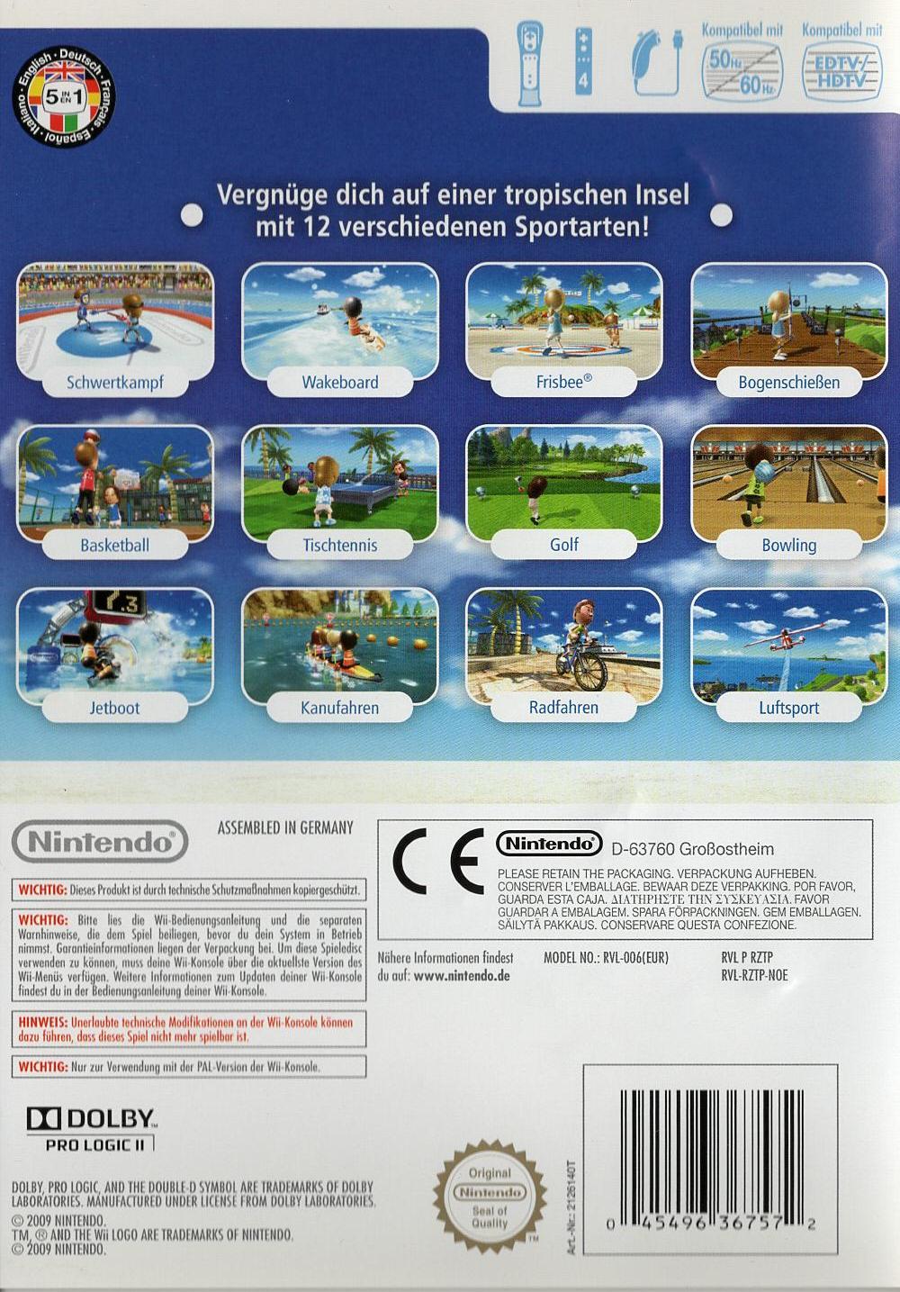 Wii Sports Resort - Nintendo Wii Rückseite