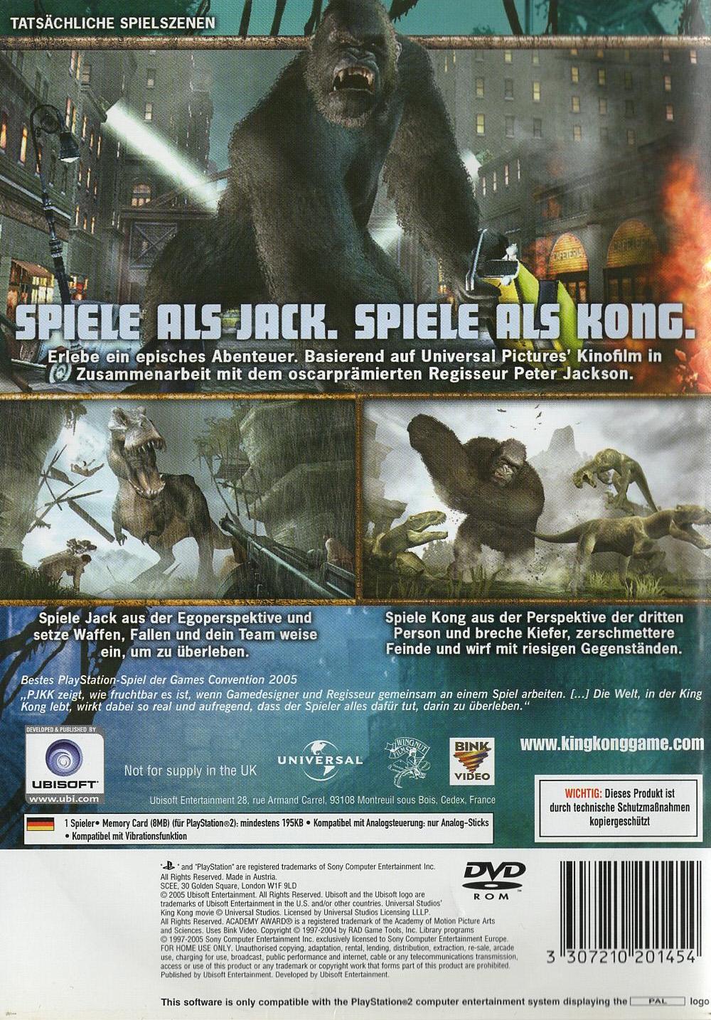 Peter Jackson's King Kong: The Official Game of the Movie - PlayStation 2 Rückseite
