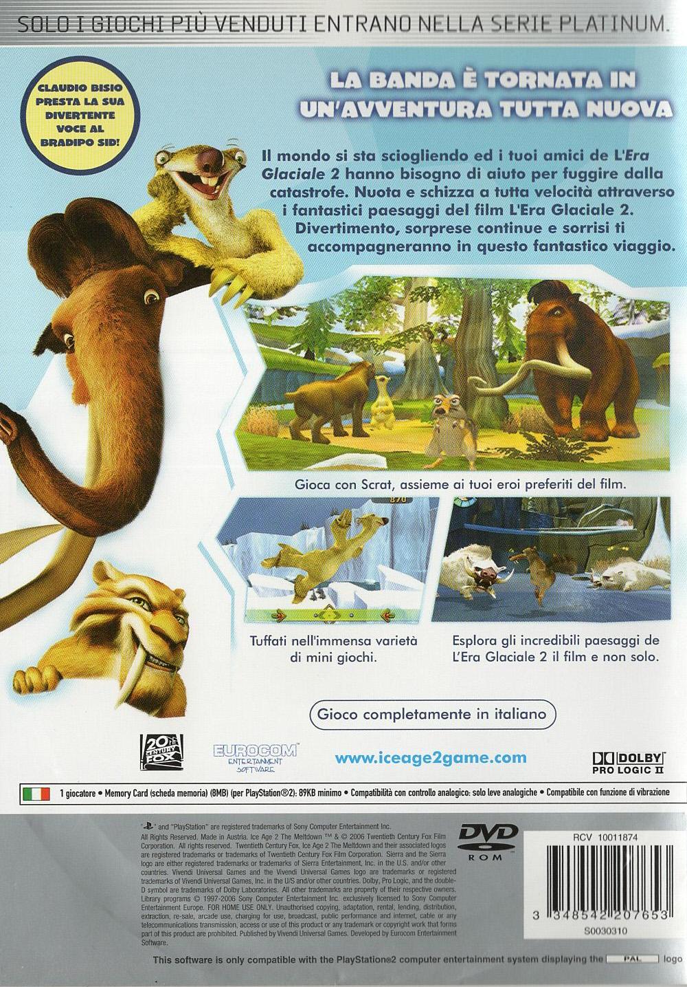 L'Era Glaciale 2 - PlayStation 2 Rückseite