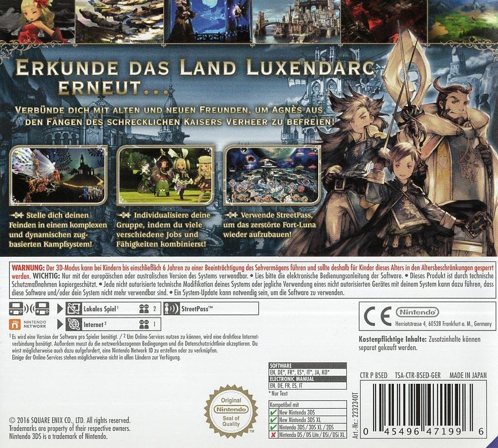 Bravely Second: End Layer - Nintendo 3DS Rückseite
