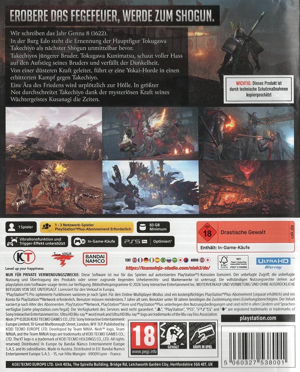 Nioh 3 - PlayStation 5 Rückseite