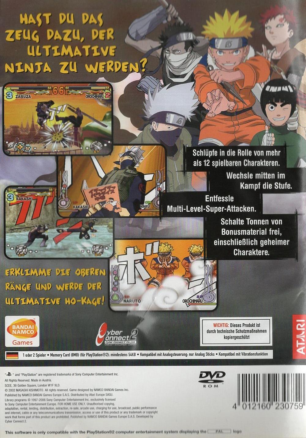 Naruto: Ultimate Ninja - PlayStation 2 Rückseite