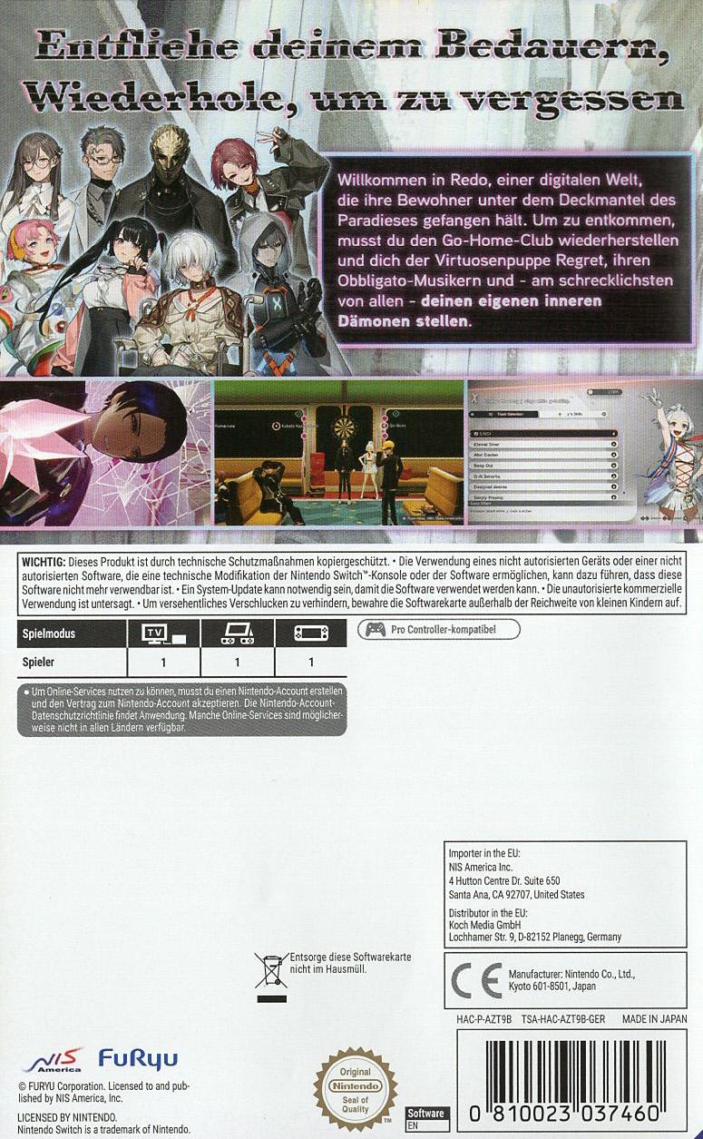The Caligula Effect 2 - Nintendo Switch Rückseite