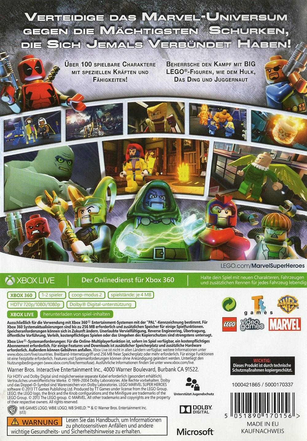 LEGO Marvel Super Heroes - Xbox 360 Rückseite